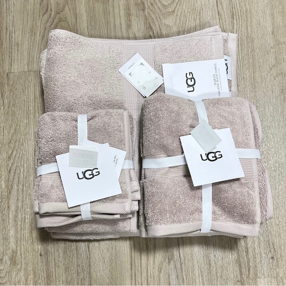 8 Pc UGG MARTIS Moon Dust ORGANIC COTTON Towel Set Bath, Hand Washcloth Beige - Picture 4 of 5